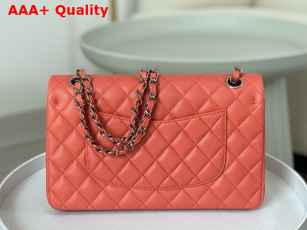 Chanel Classic 11 12 Handbag in Orange Grained Calfskin Silver Tone Metal Ref A01112 Replica