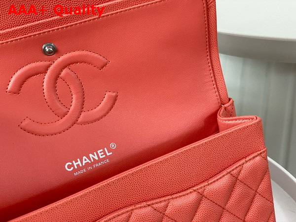 Chanel Classic 11 12 Handbag in Orange Grained Calfskin Silver Tone Metal Ref A01112 Replica