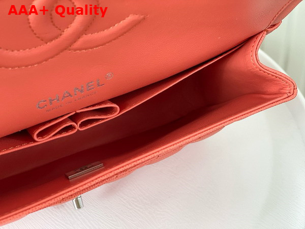 Chanel Classic 11 12 Handbag in Orange Grained Calfskin Silver Tone Metal Ref A01112 Replica