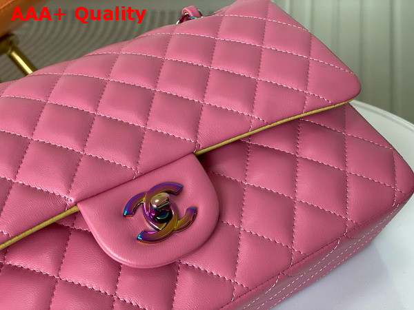 Chanel Classic 11 12 Handbag in Pink Lambskin with Iridescent Metal A01112 Replica