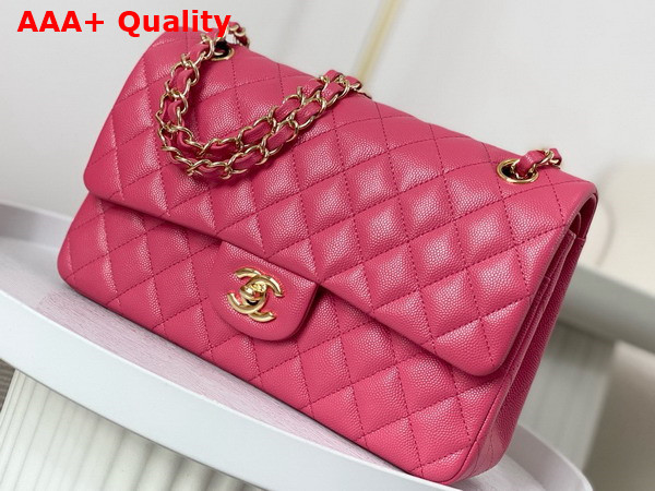 Chanel Classic 11 12 Handbag in Pink Shiny Grained Calfskin Gold Tone Metal Ref A01112 Replica