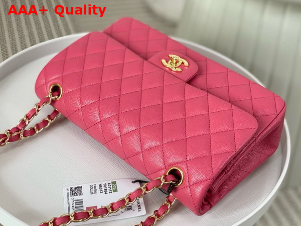 Chanel Classic 11 12 Handbag in Pink Shiny Grained Calfskin Gold Tone Metal Ref A01112 Replica