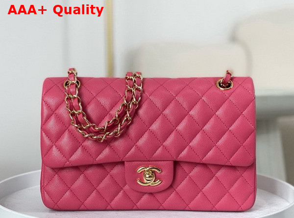 Chanel Classic 11 12 Handbag in Pink Shiny Grained Calfskin Gold Tone Metal Ref A01112 Replica