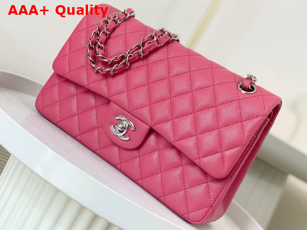 Chanel Classic 11 12 Handbag in Pink Shiny Grained Calfskin Silver Tone Metal Ref A01112 Replica