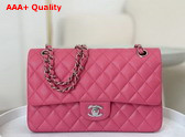 Chanel Classic 11 12 Handbag in Pink Shiny Grained Calfskin Silver Tone Metal Ref A01112 Replica