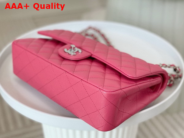 Chanel Classic 11 12 Handbag in Pink Shiny Grained Calfskin Silver Tone Metal Ref A01112 Replica