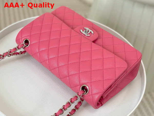 Chanel Classic 11 12 Handbag in Pink Shiny Grained Calfskin Silver Tone Metal Ref A01112 Replica