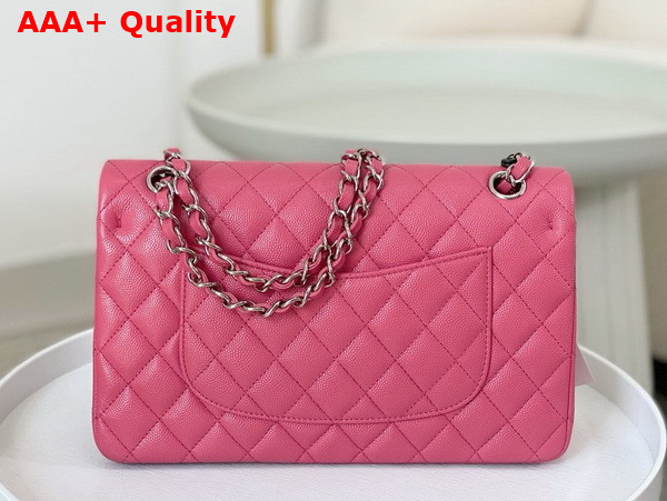 Chanel Classic 11 12 Handbag in Pink Shiny Grained Calfskin Silver Tone Metal Ref A01112 Replica