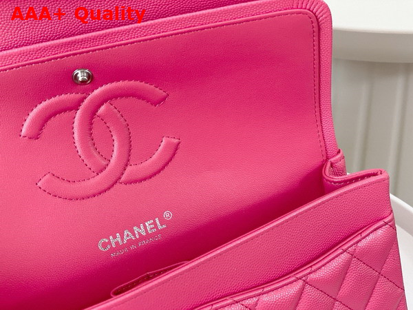 Chanel Classic 11 12 Handbag in Pink Shiny Grained Calfskin Silver Tone Metal Ref A01112 Replica