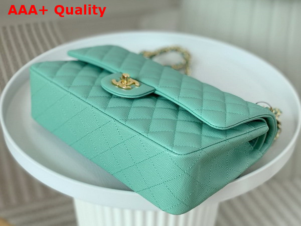 Chanel Classic 11 12 Handbag in Turquoise Shiny Grained Calfskin Gold Tone Metal Ref A01112 Replica