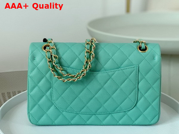 Chanel Classic 11 12 Handbag in Turquoise Shiny Grained Calfskin Gold Tone Metal Ref A01112 Replica