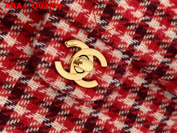 Chanel Classic Backpack Bag Wool Tweed Calfskin and Gold Tone Metal Red White Beige and Dark Brown AS5053 Replica