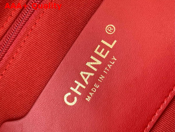 Chanel Classic Backpack Bag Wool Tweed Calfskin and Gold Tone Metal Red White Beige and Dark Brown AS5053 Replica