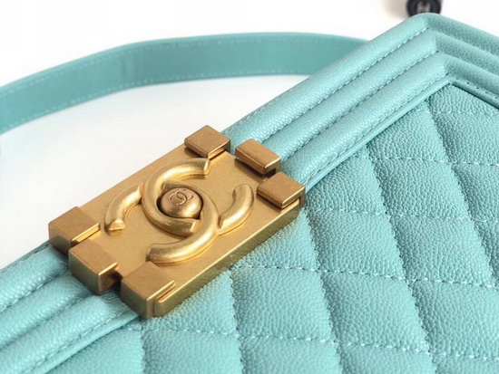 Chanel Classic Boy Chanel Handbag Light Blue Caviar Leather