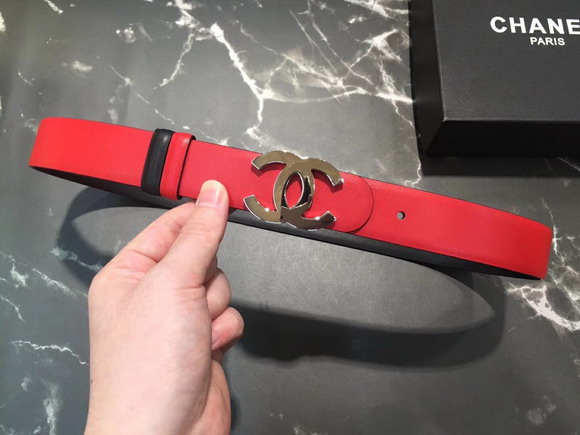 Chanel Classic CC Buckle Belt in Red Calf Leather