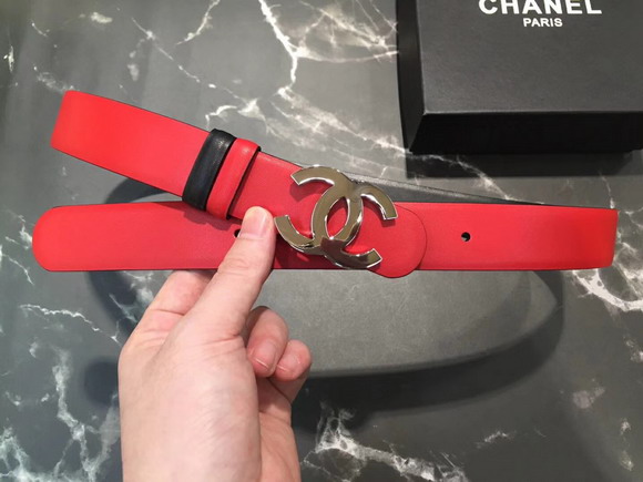 Chanel Classic CC Buckle Belt in Red Calf Leather