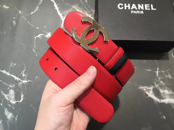 Chanel Classic CC Buckle Belt in Red Calf Leather