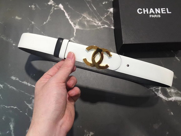 Chanel Classic CC Buckle Belt in White Calf Leather