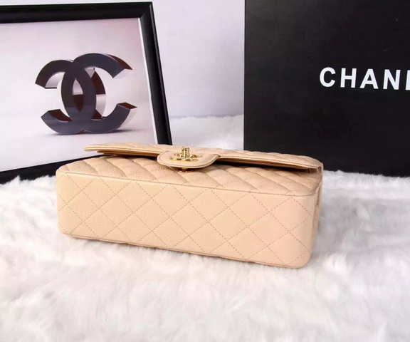 Chanel Classic Caviar Flap Bag Apricot Gold Chain for Sale