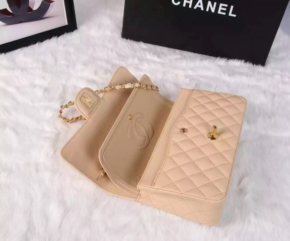 Chanel Classic Caviar Flap Bag Apricot Gold Chain for Sale