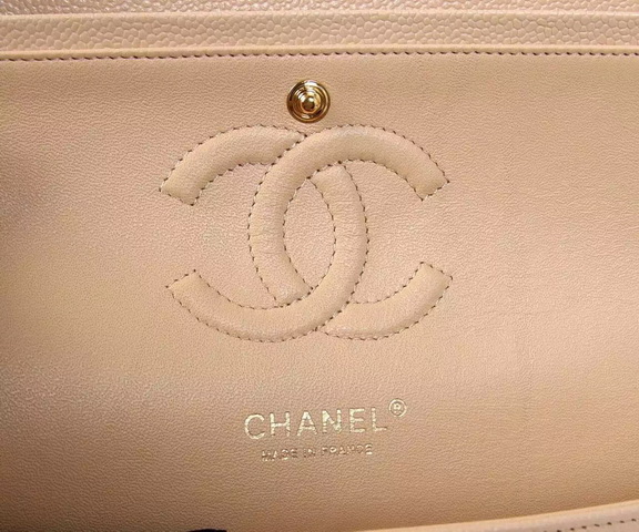 Chanel Classic Caviar Flap Bag Apricot Gold Chain for Sale