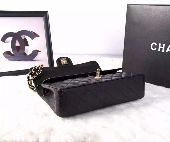 Chanel Classic Caviar Flap Bag Black Gold Chain for Sale