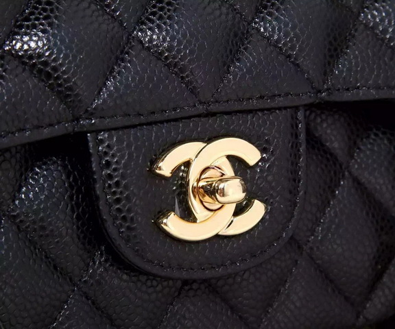 Chanel Classic Caviar Flap Bag Black Gold Chain for Sale