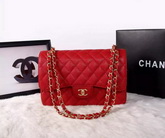 Chanel Classic Caviar Flap Bag Red Gold Chain for Sale