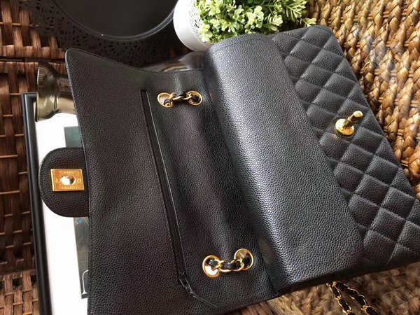 Chanel Classic Caviar Flap Bag in Black with Gold Hardware For Sale