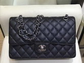 Chanel Classic Caviar Flap Bag in Black with Silver Hardware