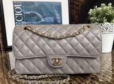 Chanel Classic Caviar Flap Bag in Grey with Gold Hardware For Sale