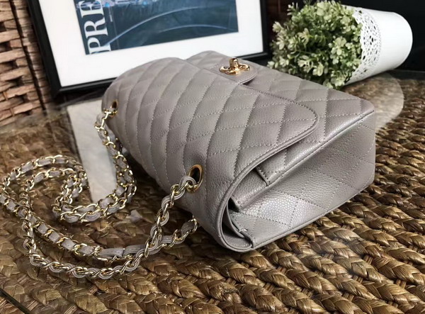 Chanel Classic Caviar Flap Bag in Grey with Gold Hardware For Sale