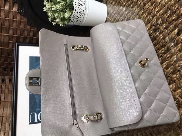 Chanel Classic Caviar Flap Bag in Grey with Gold Hardware For Sale