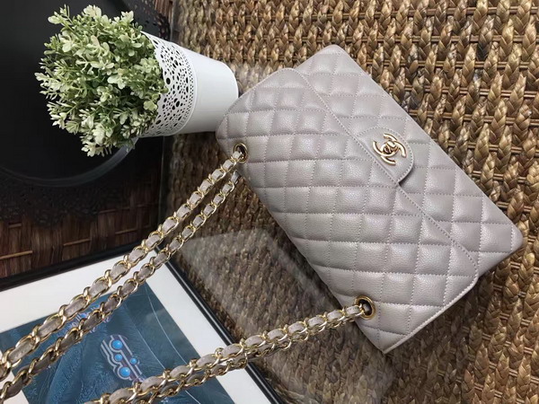 Chanel Classic Caviar Flap Bag in Grey with Gold Hardware For Sale