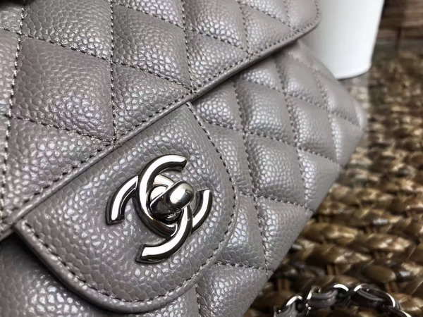 Chanel Classic Caviar Flap Bag in Grey with Silver Hardware For Sale