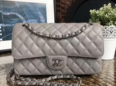 Chanel Classic Caviar Flap Bag in Grey with Silver Hardware For Sale