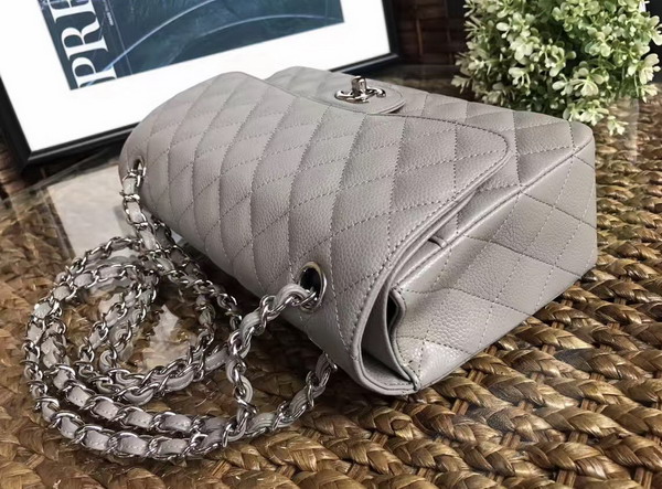 Chanel Classic Caviar Flap Bag in Grey with Silver Hardware For Sale