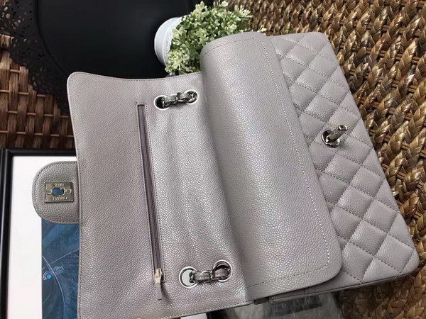 Chanel Classic Caviar Flap Bag in Grey with Silver Hardware For Sale