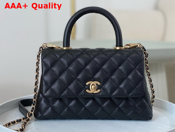 Chanel Classic Coco Handle Bag in Black Grained Calfskin Replica