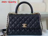 Chanel Classic Coco Handle Bag in Black Grained Calfskin Replica