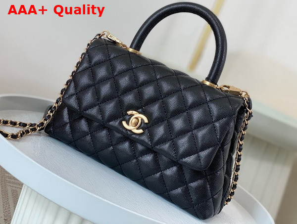 Chanel Classic Coco Handle Bag in Black Grained Calfskin Replica