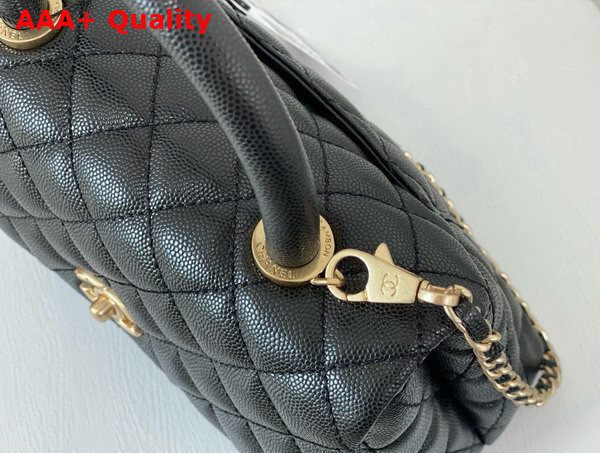 Chanel Classic Coco Handle Bag in Black Grained Calfskin Replica