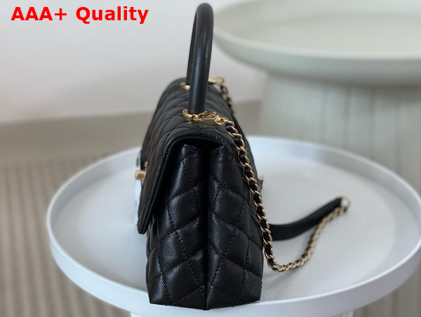 Chanel Classic Coco Handle Bag in Black Grained Calfskin Replica