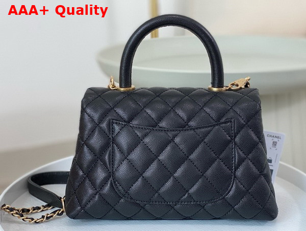 Chanel Classic Coco Handle Bag in Black Grained Calfskin Replica