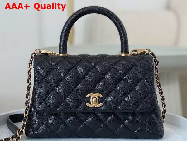 Chanel Classic Coco Handle Bag in Black Grained Calfskin Replica