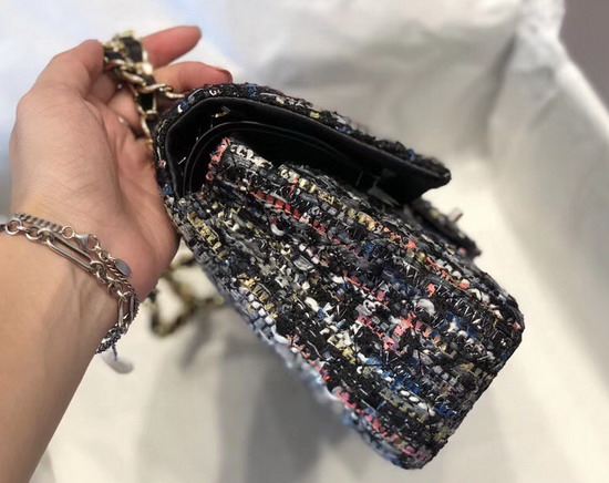 Chanel Classic Flap Bag in Multicolor and Black Tweed