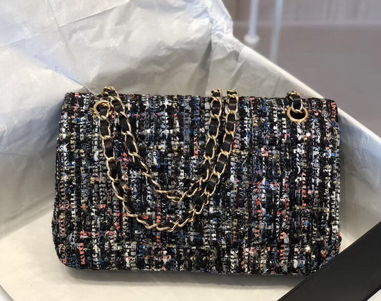 Chanel Classic Flap Bag in Multicolor and Black Tweed