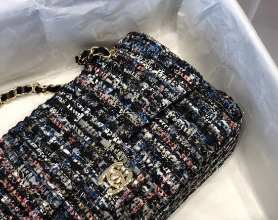 Chanel Classic Flap Bag in Multicolor and Black Tweed