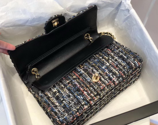 Chanel Classic Flap Bag in Multicolor and Black Tweed