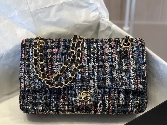 Chanel Classic Flap Bag in Multicolor and Black Tweed